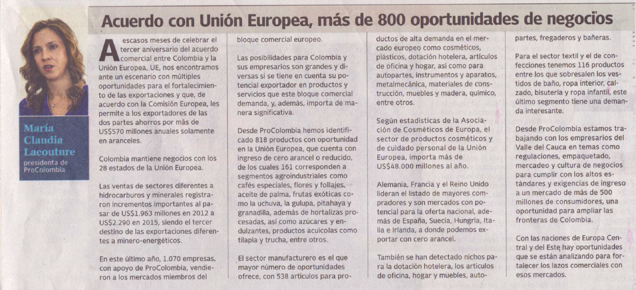 Acuerdo con Unión Europea, más de 800 oportunidades de negocio